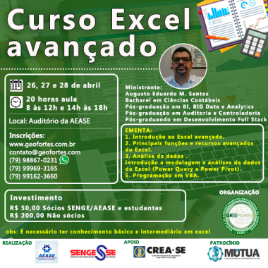 CURSO DE EXCEL AVANÇADO (NÃO SÓCIOS)